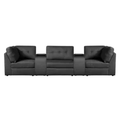 Sofa modulaire gris avec 2 consoles - 5 mcx