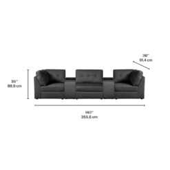 Sofa modulaire gris avec 2 consoles - 5 mcx