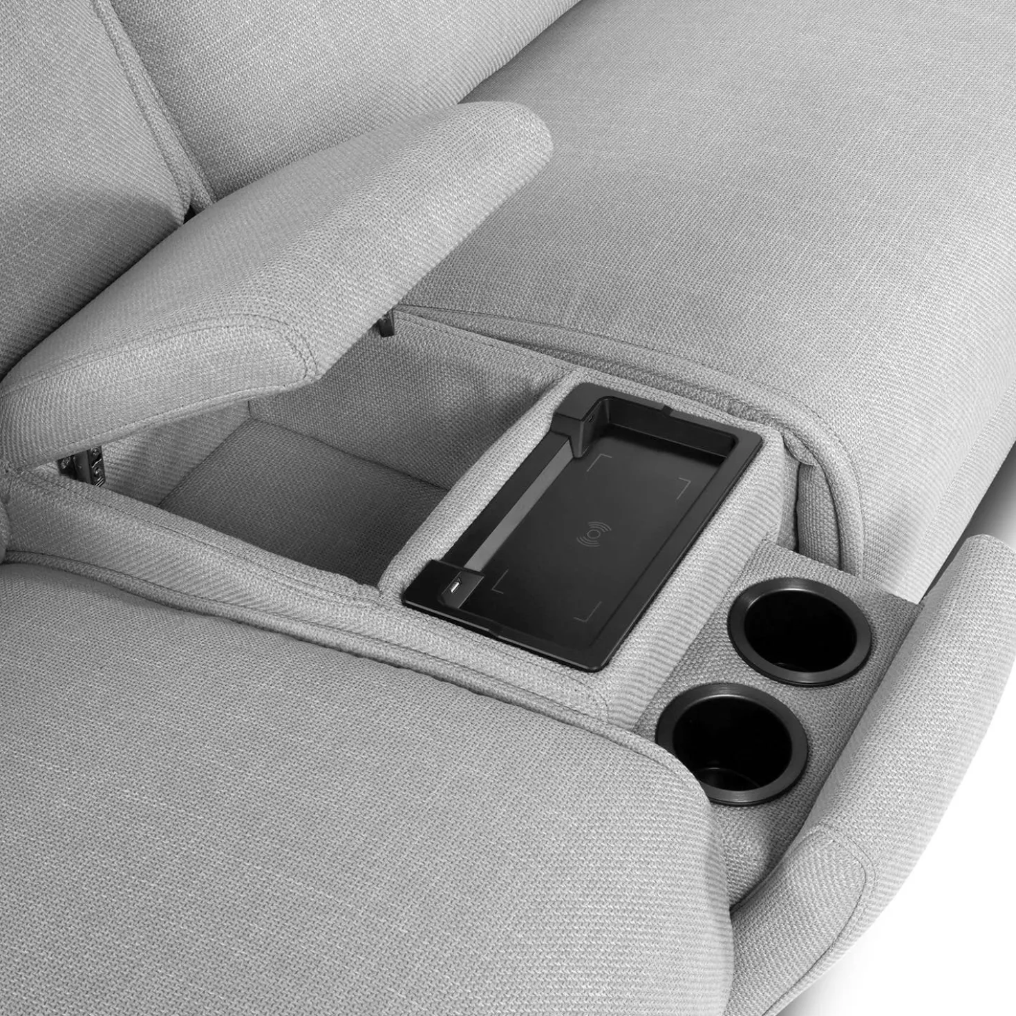 Sofa modulaire inclinable électrique, appuis-tête ajustables, console avec système audio et 2 sièges avec dossiers rabattables - 5 mcx