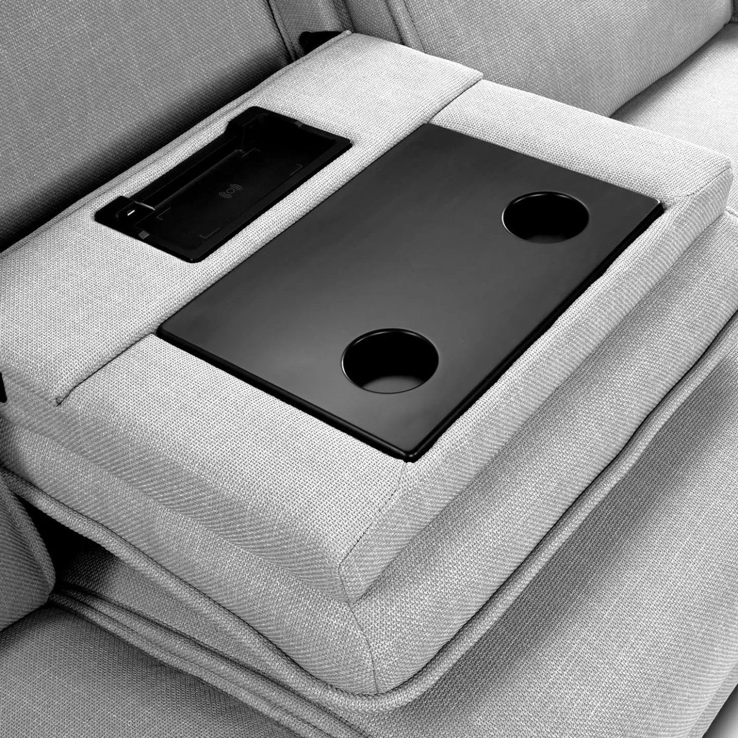 Sofa modulaire inclinable électrique, appuis-tête ajustables, console avec système audio et 2 sièges avec dossiers rabattables - 5 mcx