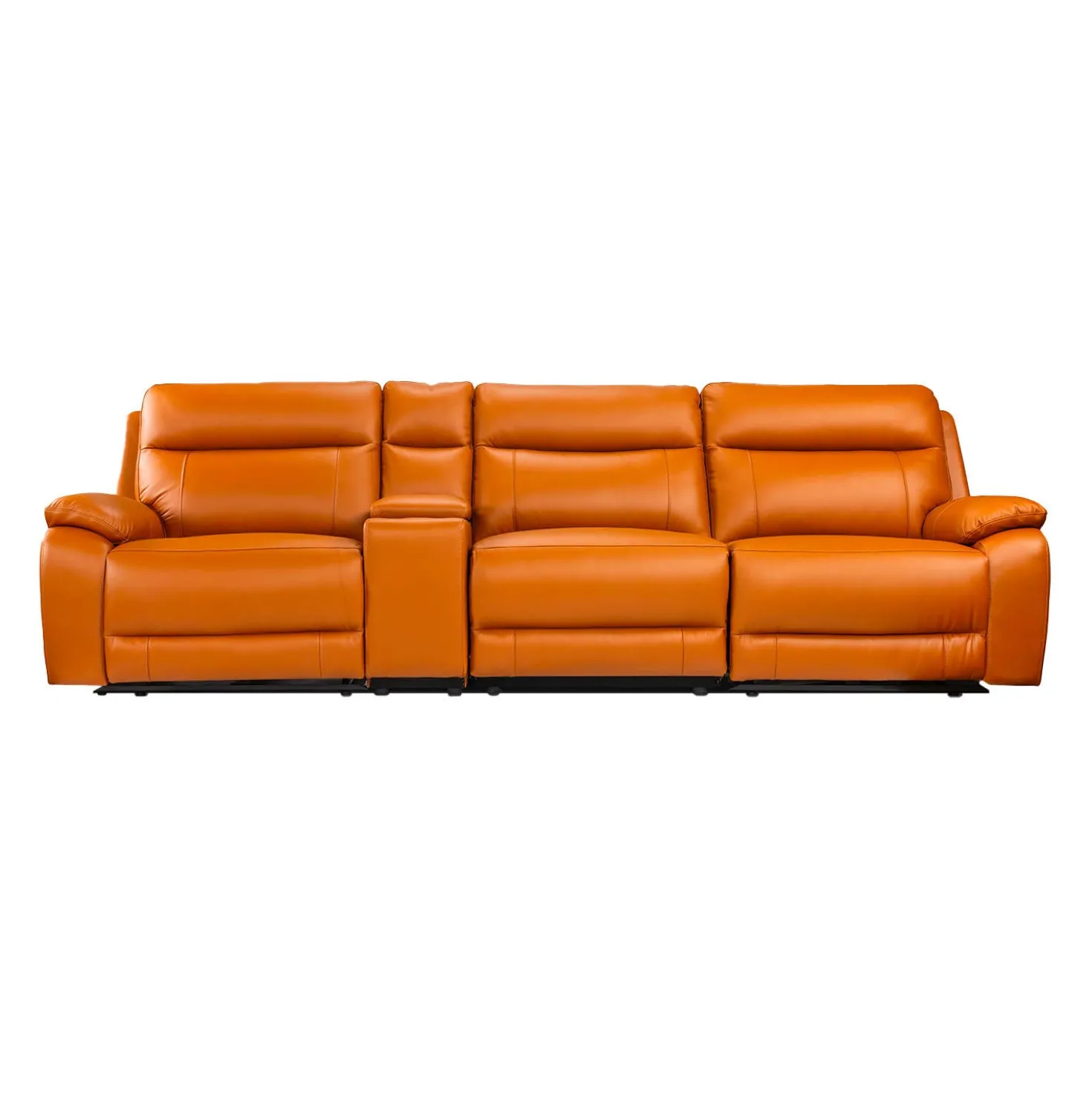 Sofa modulaire inclinable électrique avec console en cuir véritable - 4 mcx