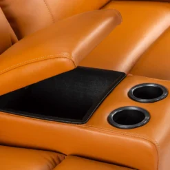 Sofa modulaire inclinable électrique avec console en cuir véritable - 4 mcx