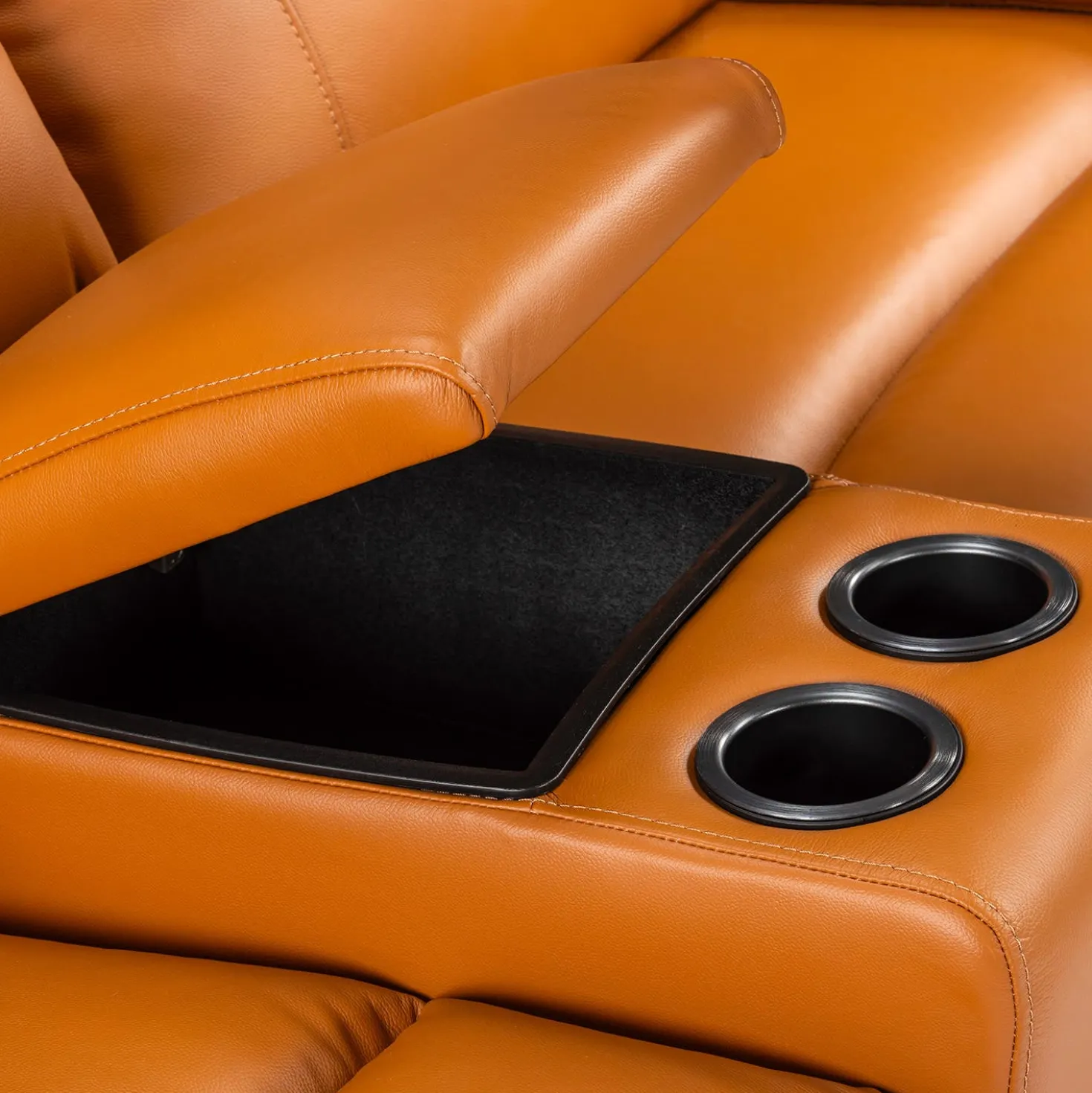 Sofa modulaire inclinable électrique avec console en cuir véritable - 4 mcx