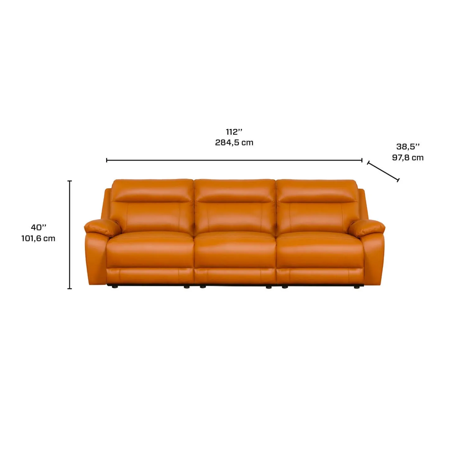 Sofa modulaire inclinable électrique en cuir véritable - 3 mcx