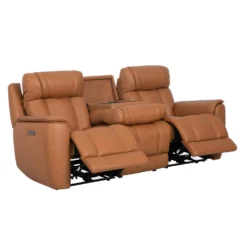 Sofa modulaire inclinable électrique en cuir véritable avec appuis-tête ajustables et siège à dossier rabattable - 3 mcx