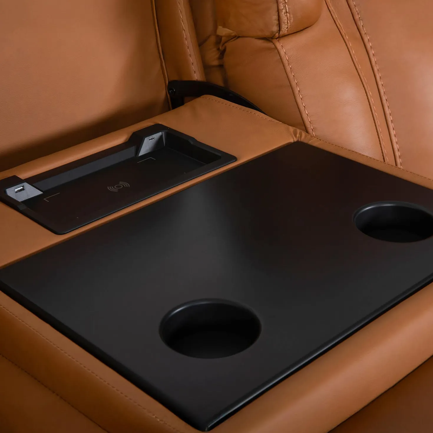 Sofa modulaire inclinable électrique en cuir véritable avec appuis-tête ajustables et siège à dossier rabattable - 3 mcx