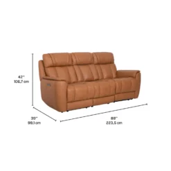 Sofa modulaire inclinable électrique en cuir véritable avec appuis-tête ajustables et siège à dossier rabattable - 3 mcx