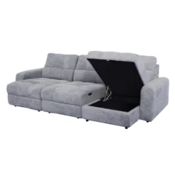 Sofa modulaire électrique avec 2 sièges coulissants et chaise longue à droite avec rangement - 3 mcx