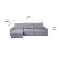 Sofa modulaire électrique avec 2 sièges coulissants et chaise longue à gauche avec rangement - 3 mcx