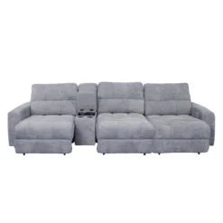 Sofa modulaire électrique avec sièges coulissants et console - 4 mcx