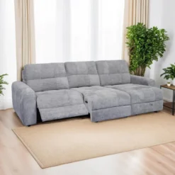 Sofa modulaire électrique inclinable avec 1 siège coulissant et chaise longue - 3 mcx