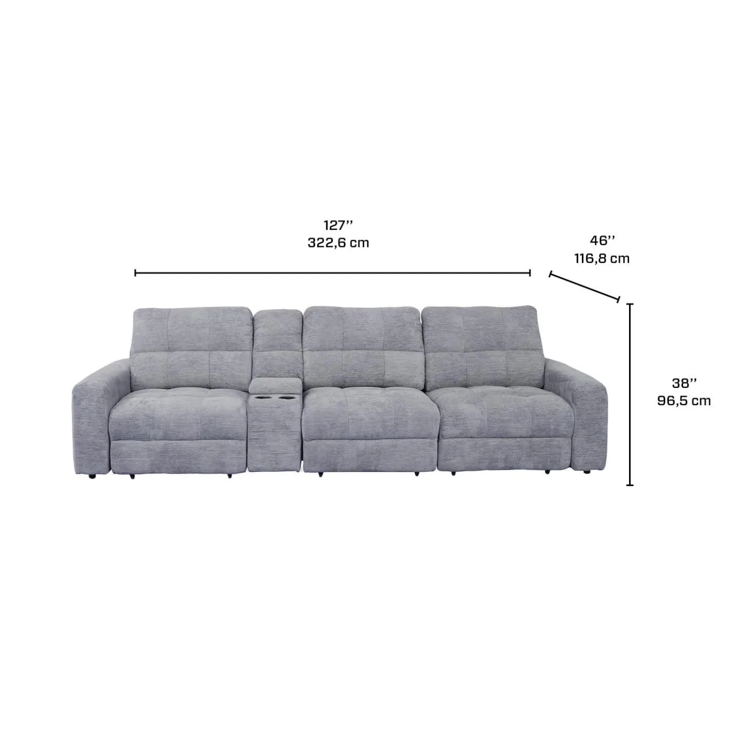 Sofa modulaire électrique inclinable avec 1 siège coulissant et console - 4 mcx