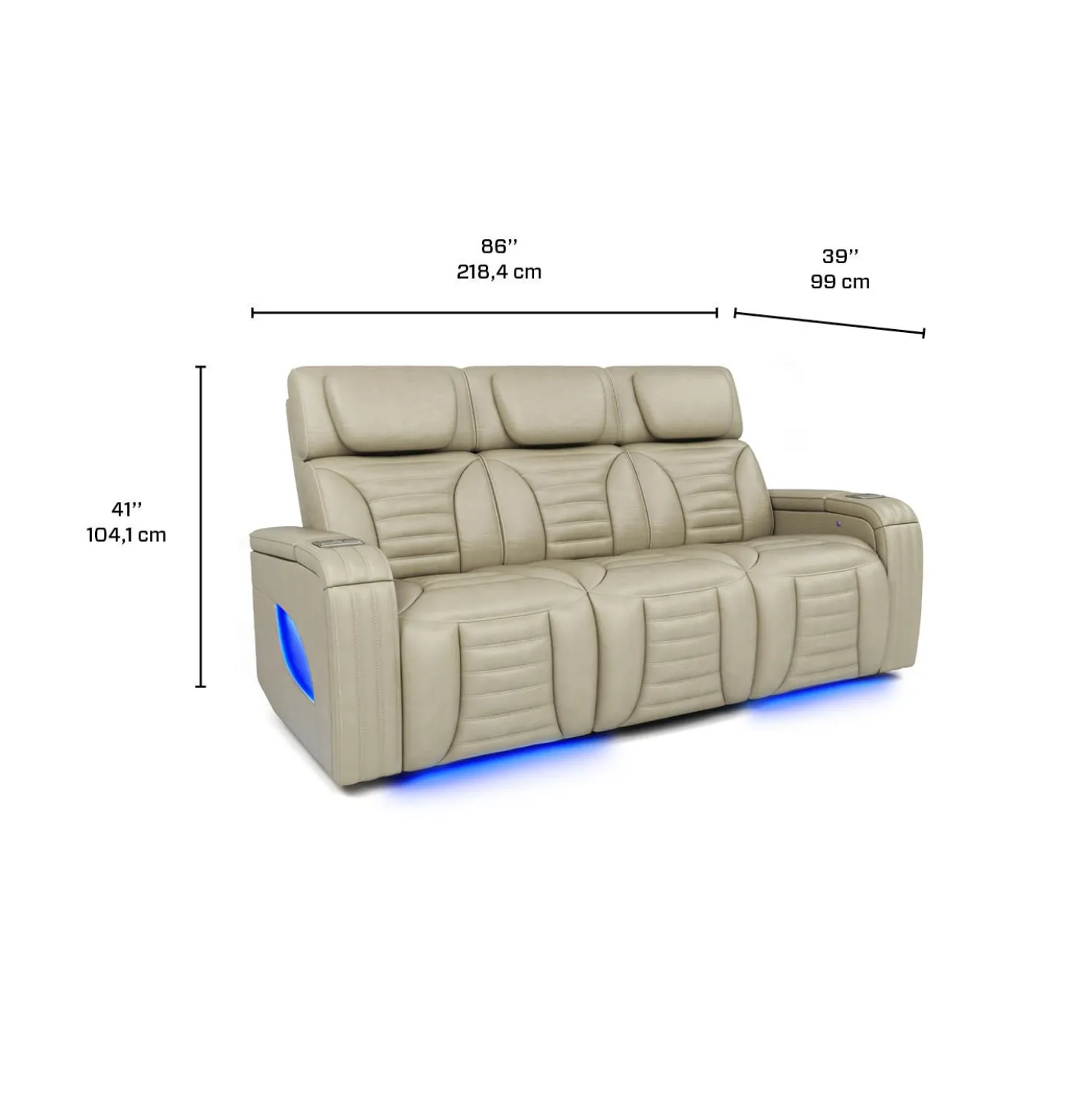 Sofa modulaire électrique inclinable avec massage, chaleur et dossier rabattable - 3 mcx