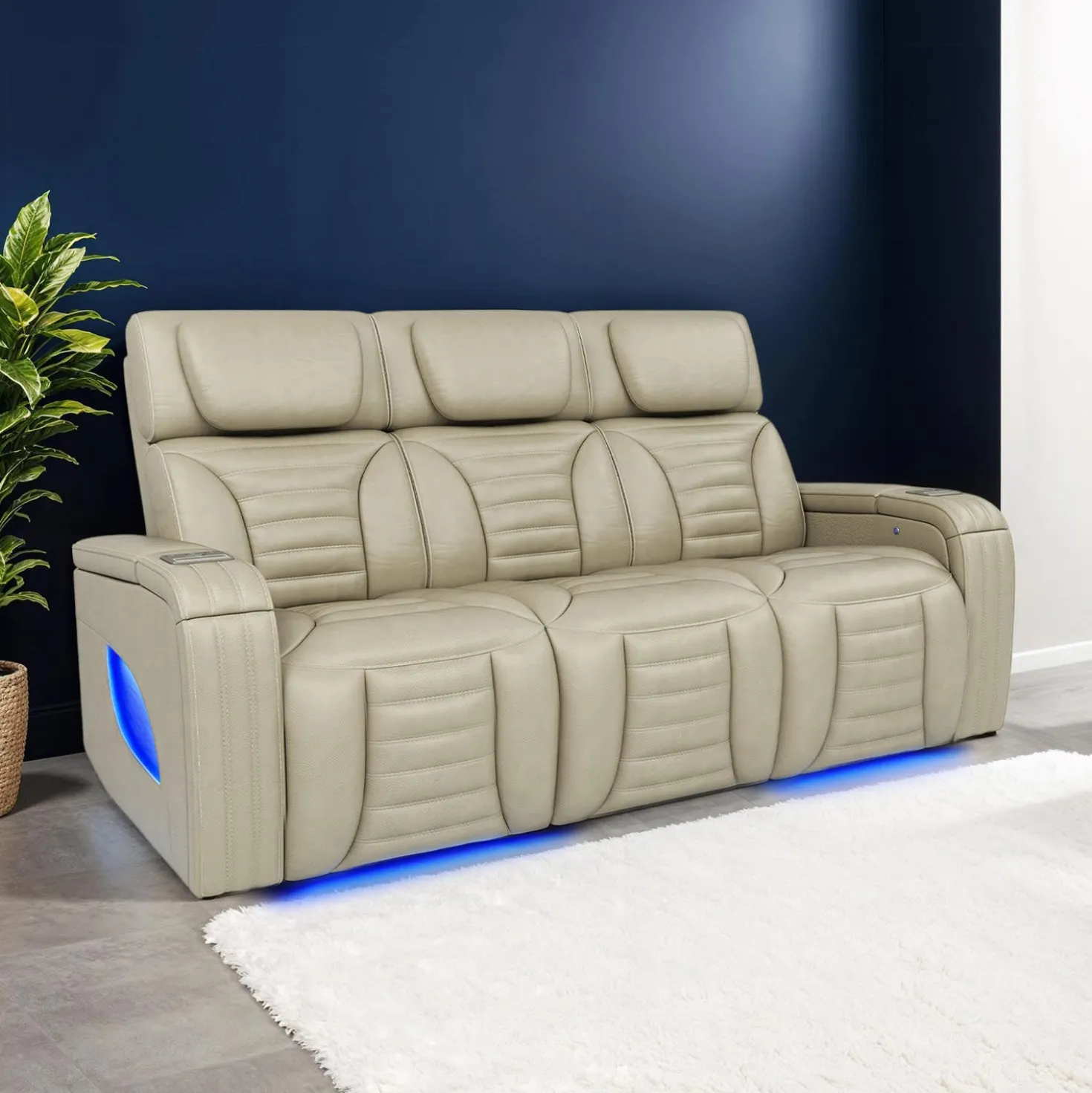Sofa modulaire électrique inclinable avec massage, chaleur et dossier rabattable - 3 mcx