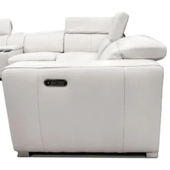 Sofa modulaire électrique inclinable en cuir véritable avec appui-têtes ajustables – 3 mcx
