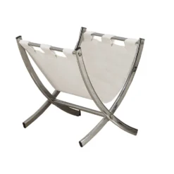 Support magazine - simili-cuir blanc, métal chrome - Monarch