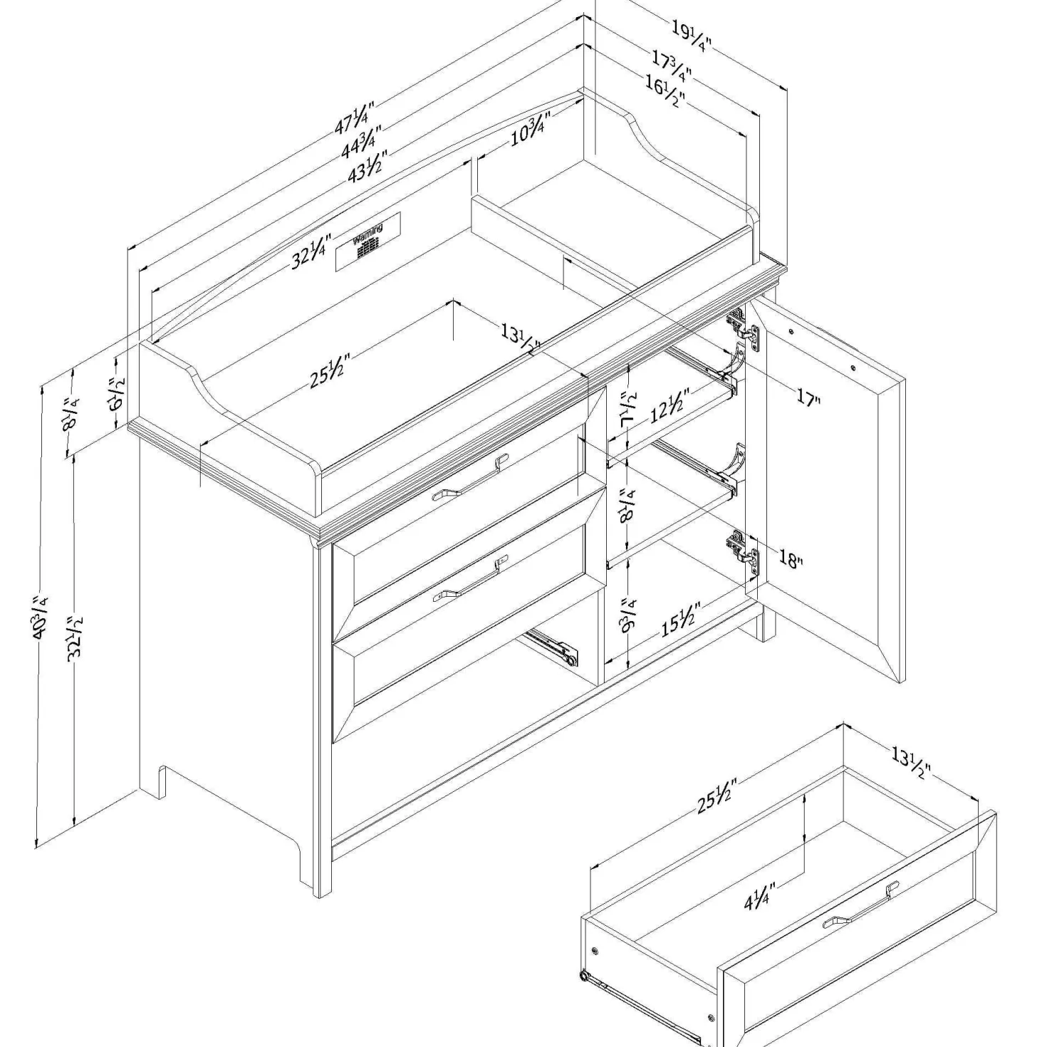 Table a langer avec pourtour amovible - South Shore