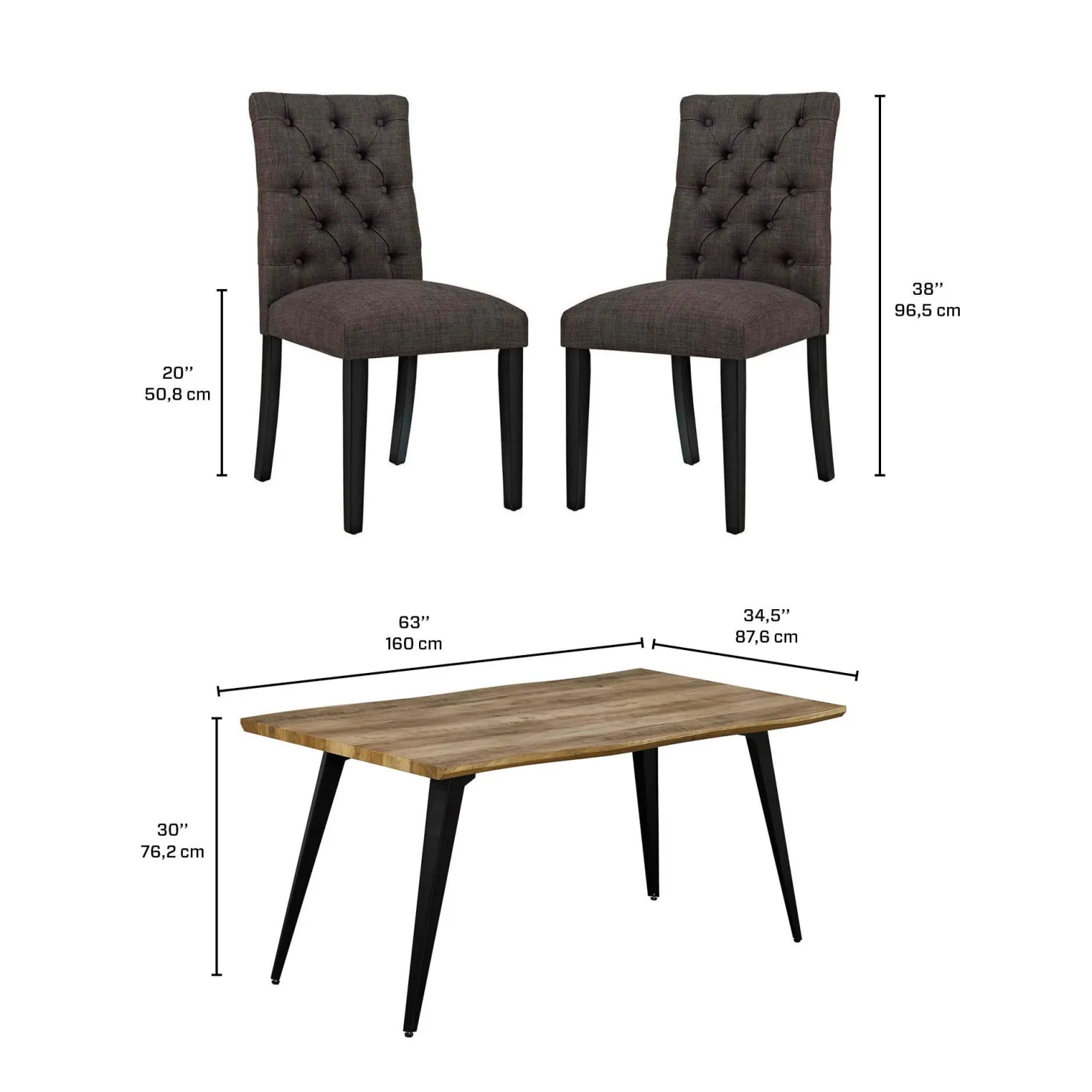 Table avec 4 chaises - gris