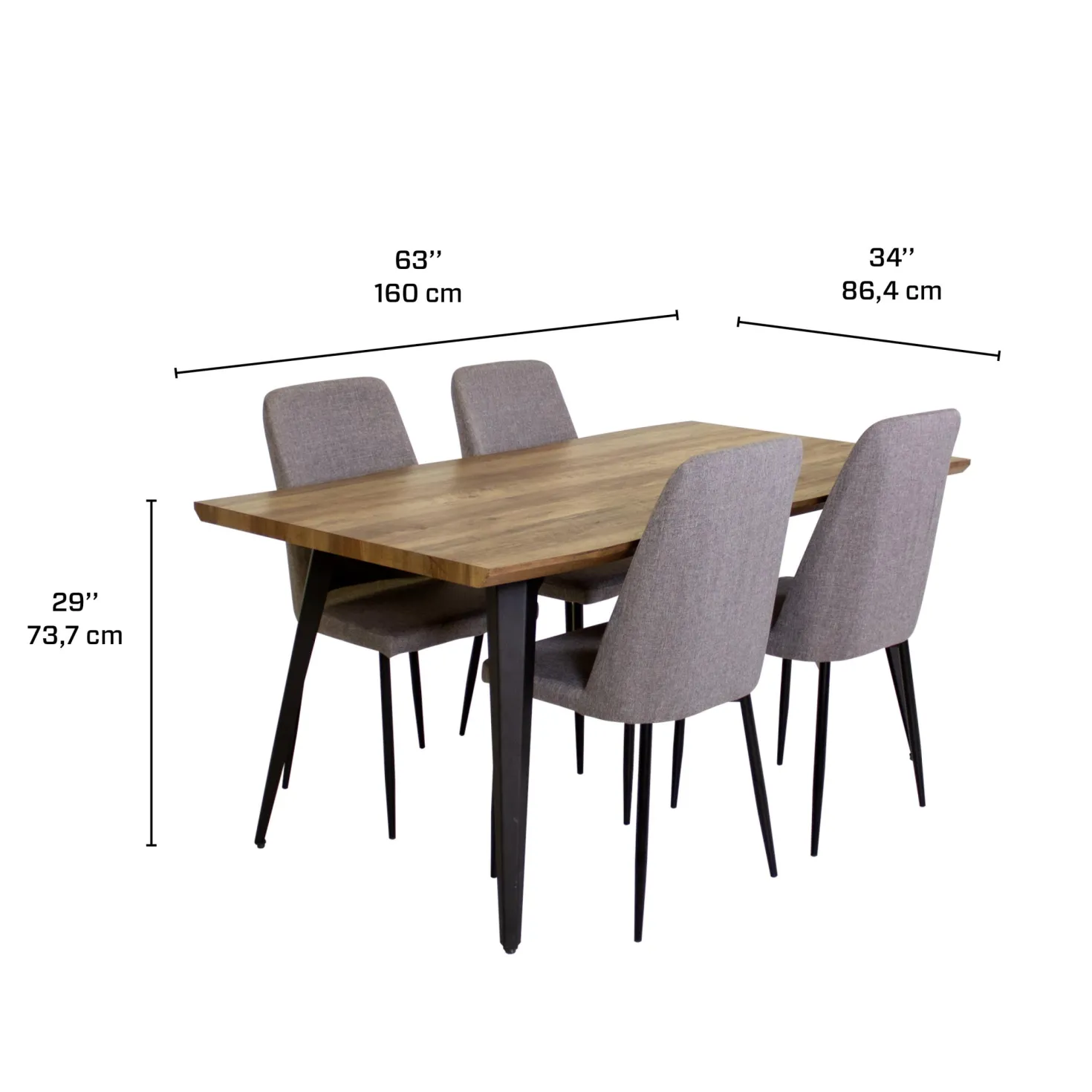 Table avec 4 chaises - gris