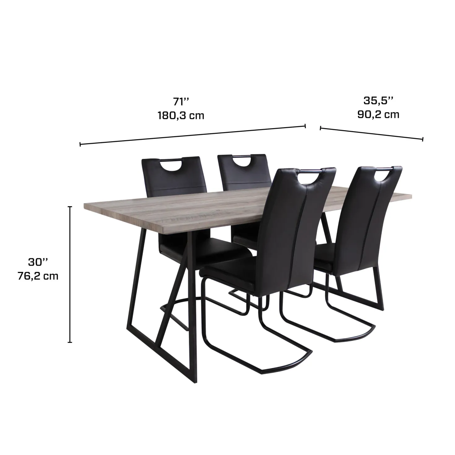 Table avec 4 chaises - noir