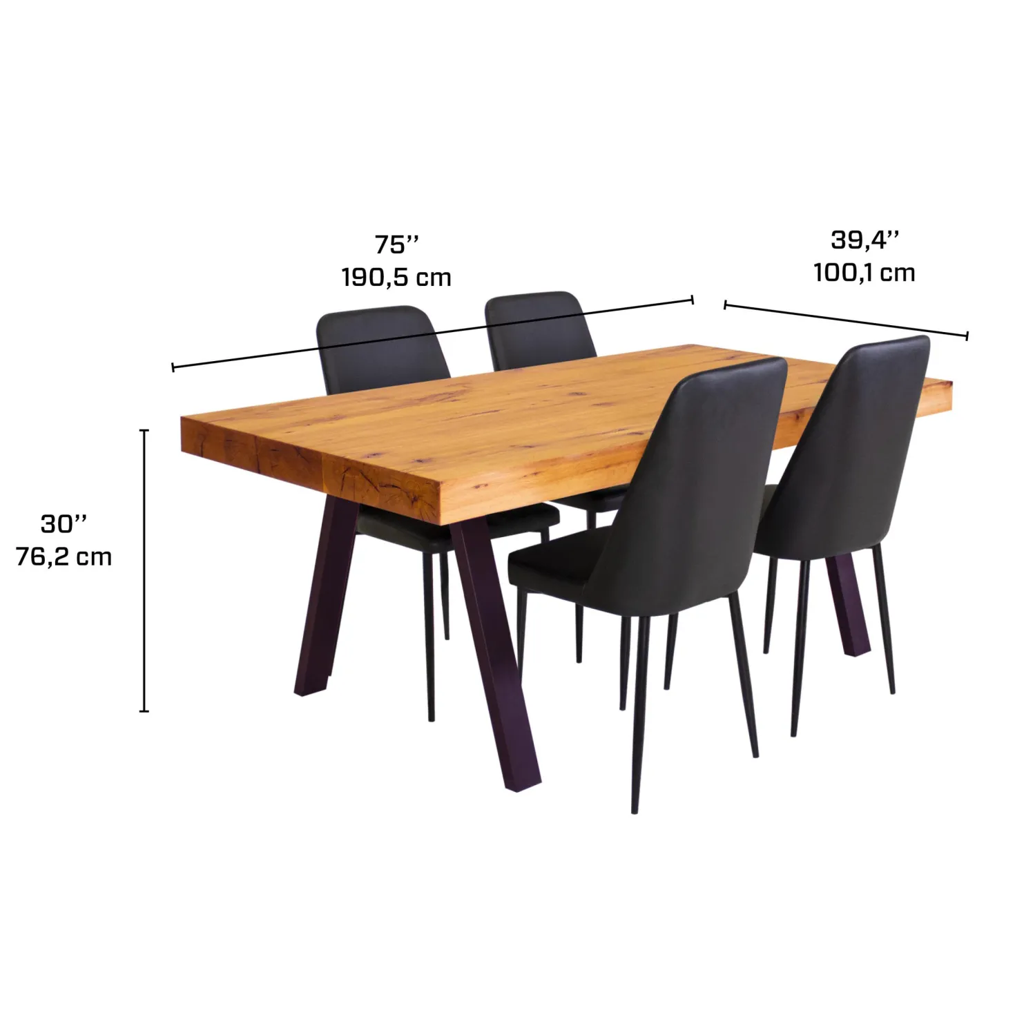 Table avec 4 chaises - noir
