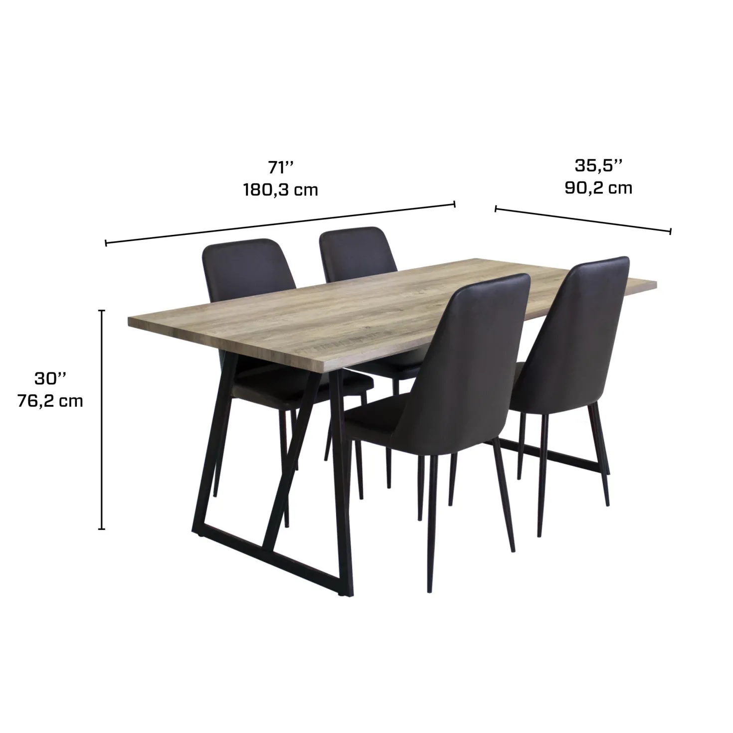 Table avec 4 chaises - noir