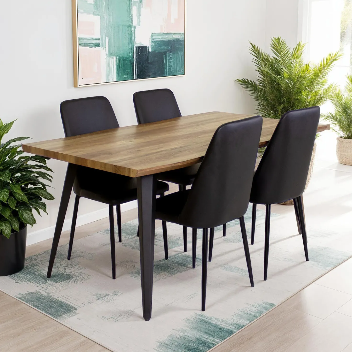 Table avec 4 chaises - noir