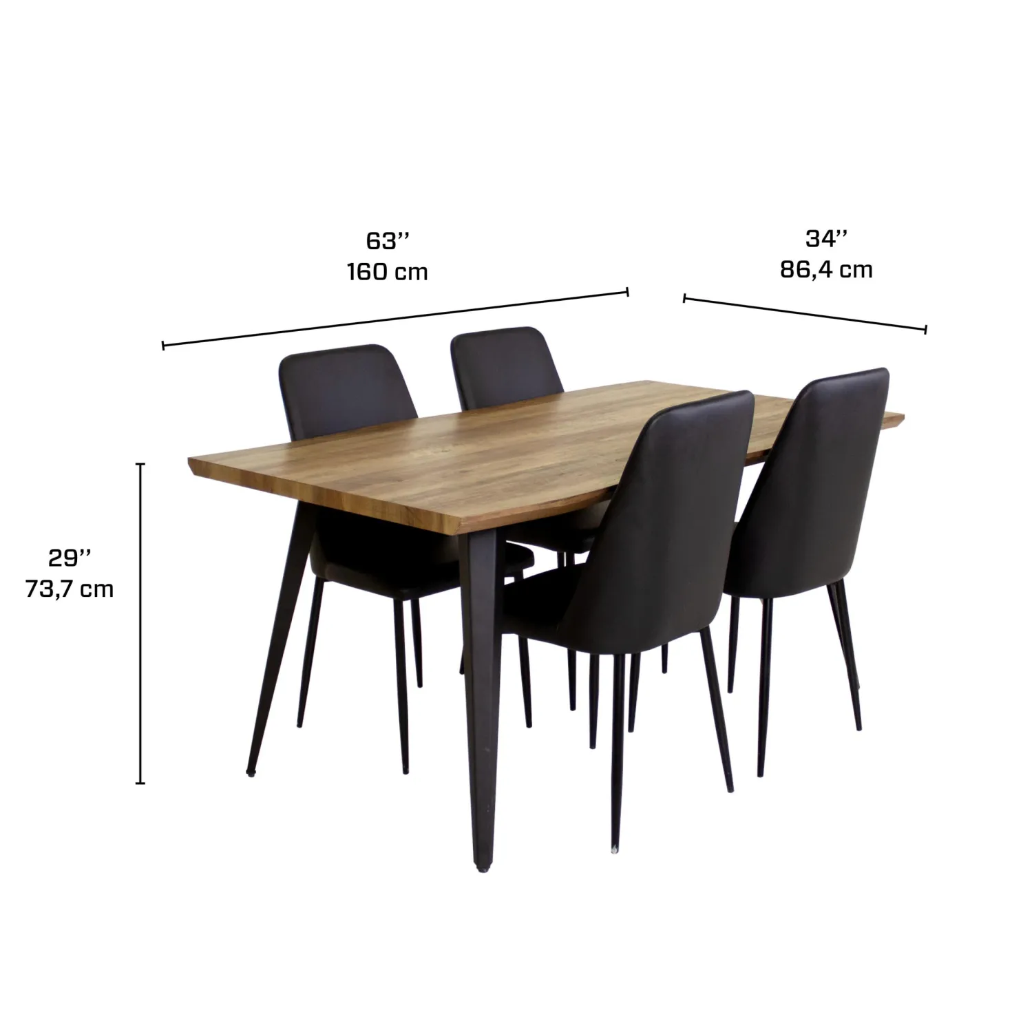 Table avec 4 chaises - noir