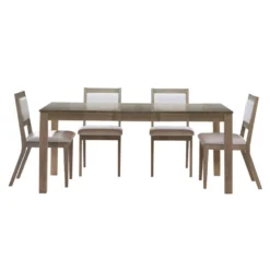 Table avec rallonge (54” à 70”) et 4 chaises - bois cendré