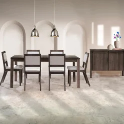 Table avec rallonge (54" à 70") et 6 chaises - ardoise