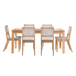 Table avec rallonge (54" à 70") et 6 chaises - naturel