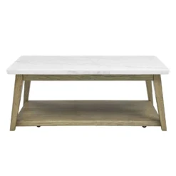 Table à café rectangulaire avec plateau en marbre blanc