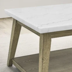 Table à café rectangulaire avec plateau en marbre blanc