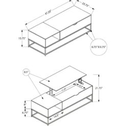 Table à café rectangulaire avec plateau relevable 48