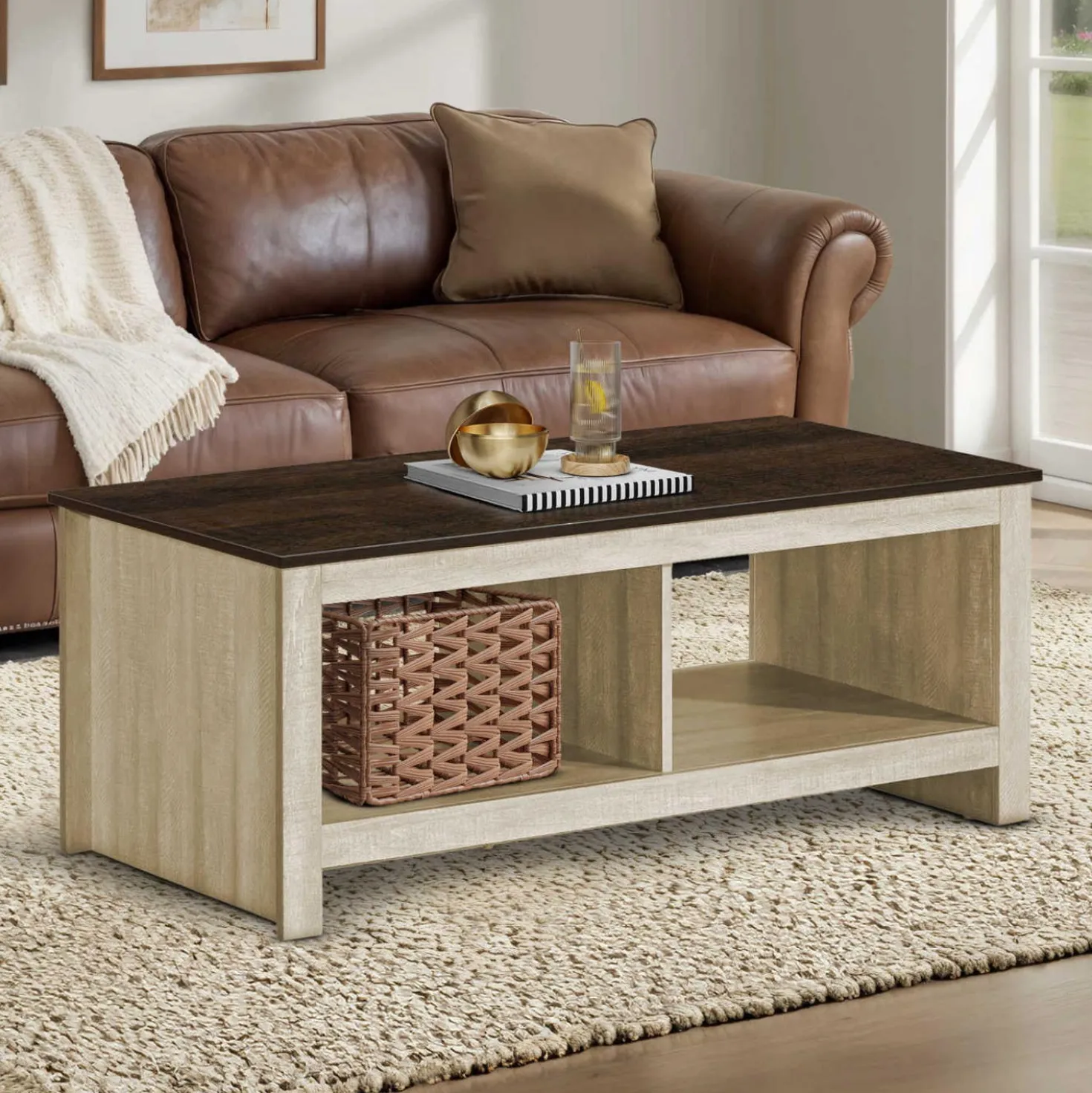 Table à café rectangulaire avec rangement 44" - Monarch