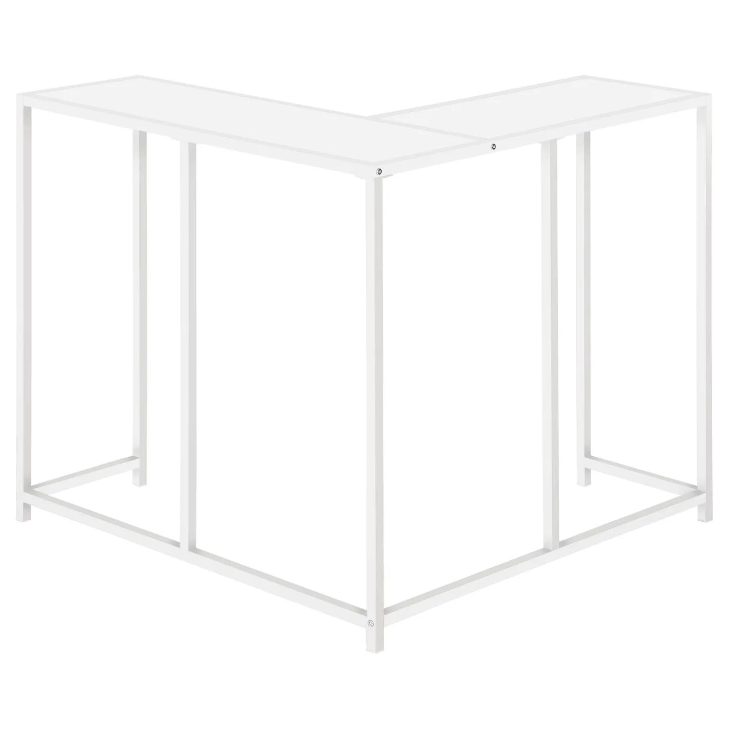 Table console - forme de L, coin, cadre en métal - 36"L - blanc - Monarch