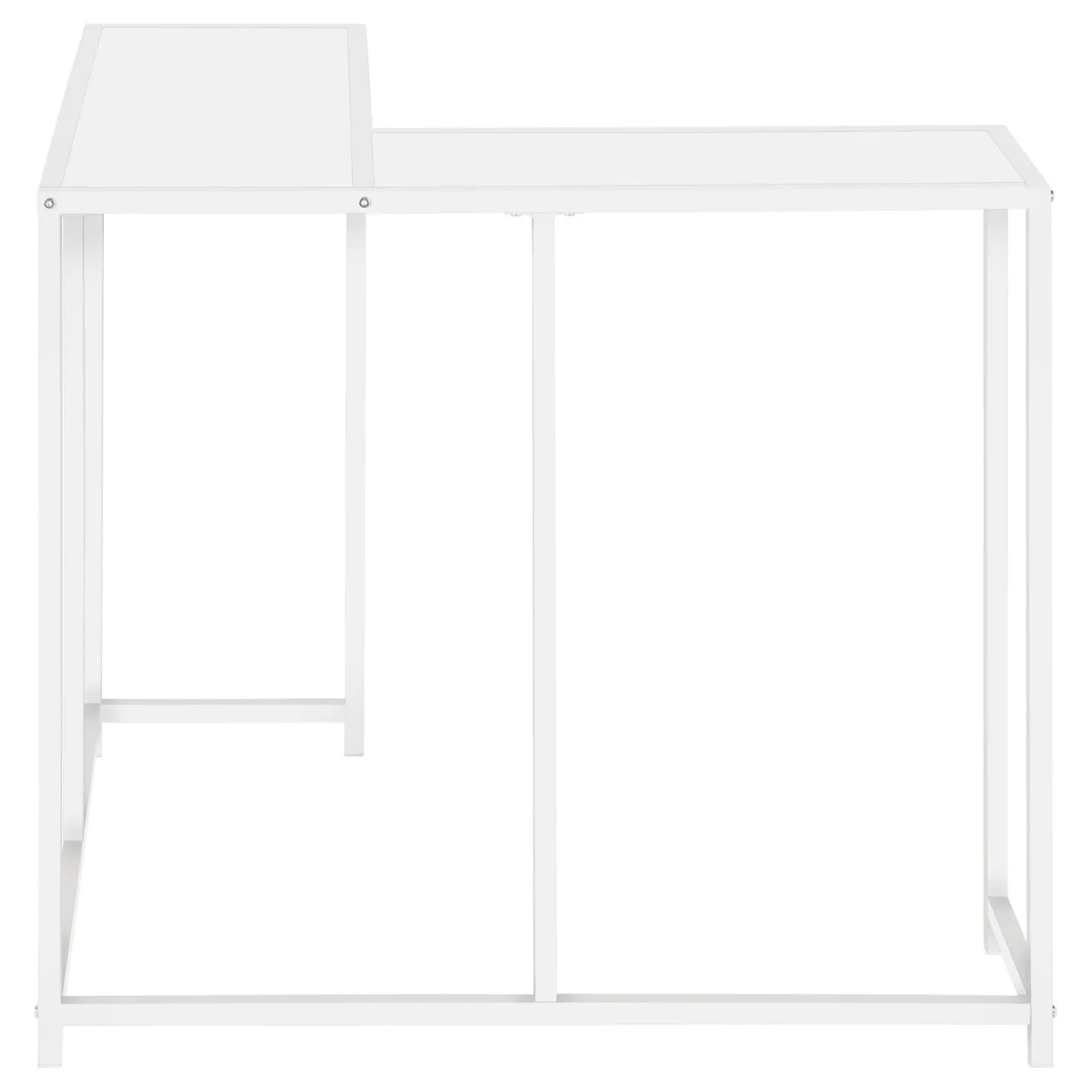 Table console - forme de L, coin, cadre en métal - 36"L - blanc - Monarch