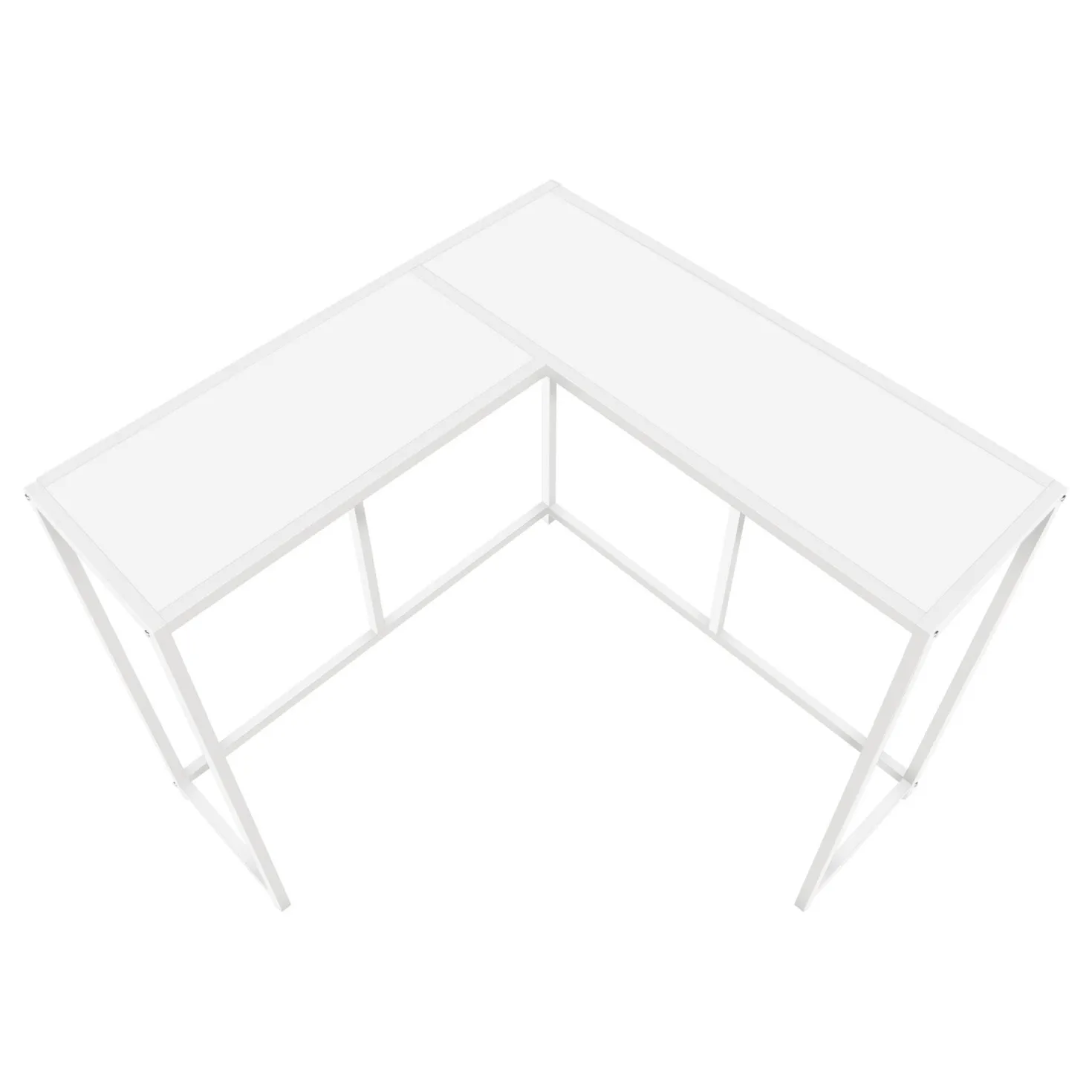 Table console - forme de L, coin, cadre en métal - 36"L - blanc - Monarch