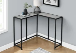 Table console - forme de L, coin, cadre en métal - 36"L - faux bois gris / - Monarch