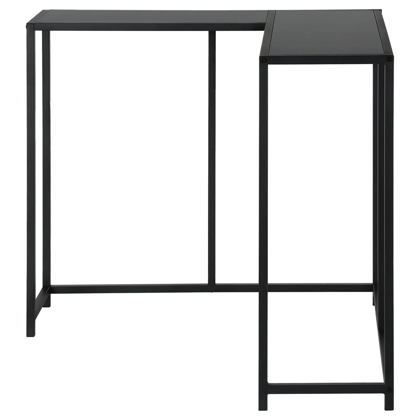 Table console - forme de L, coin, cadre en métal - 36"L - noir - Monarch