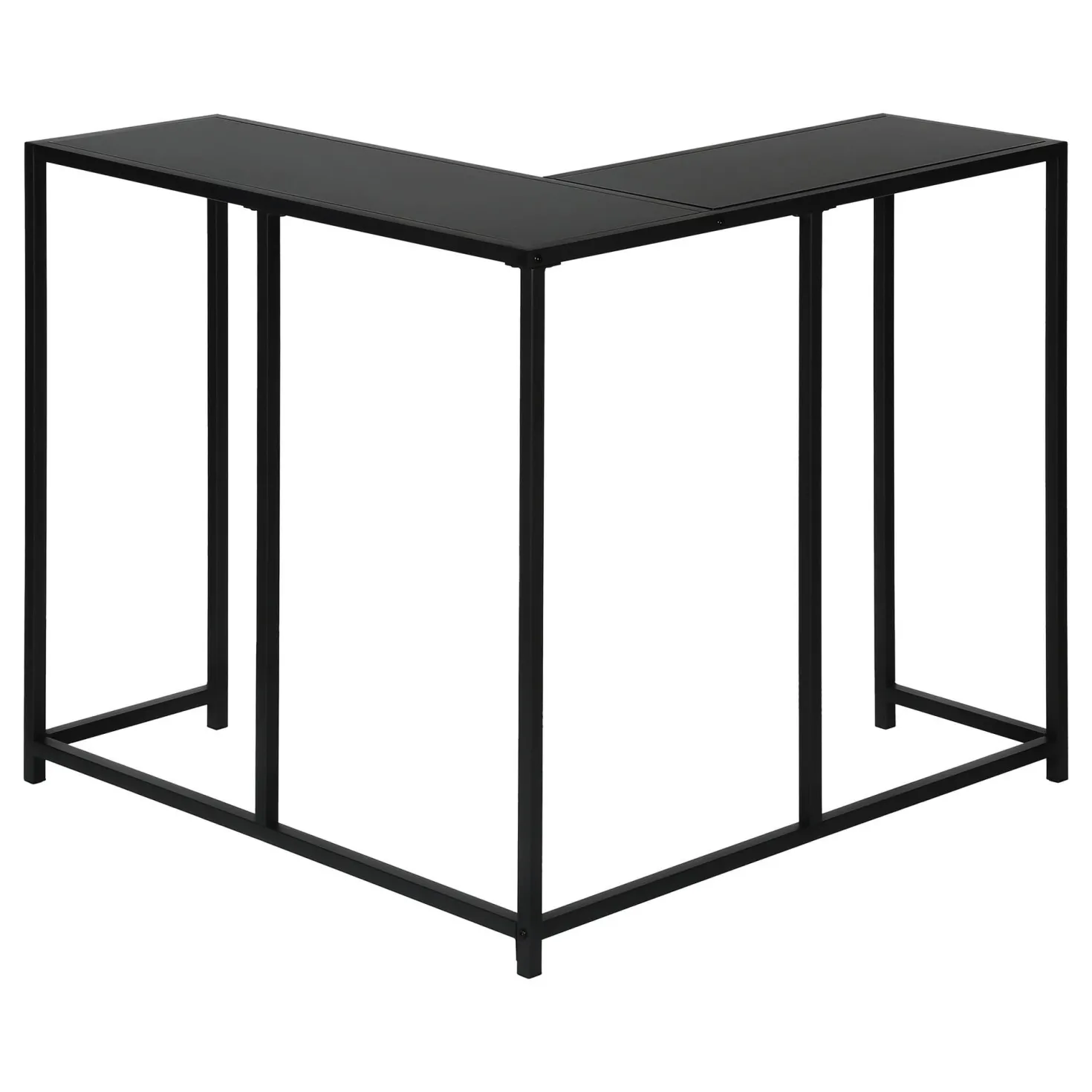 Table console - forme de L, coin, cadre en métal - 36"L - noir - Monarch