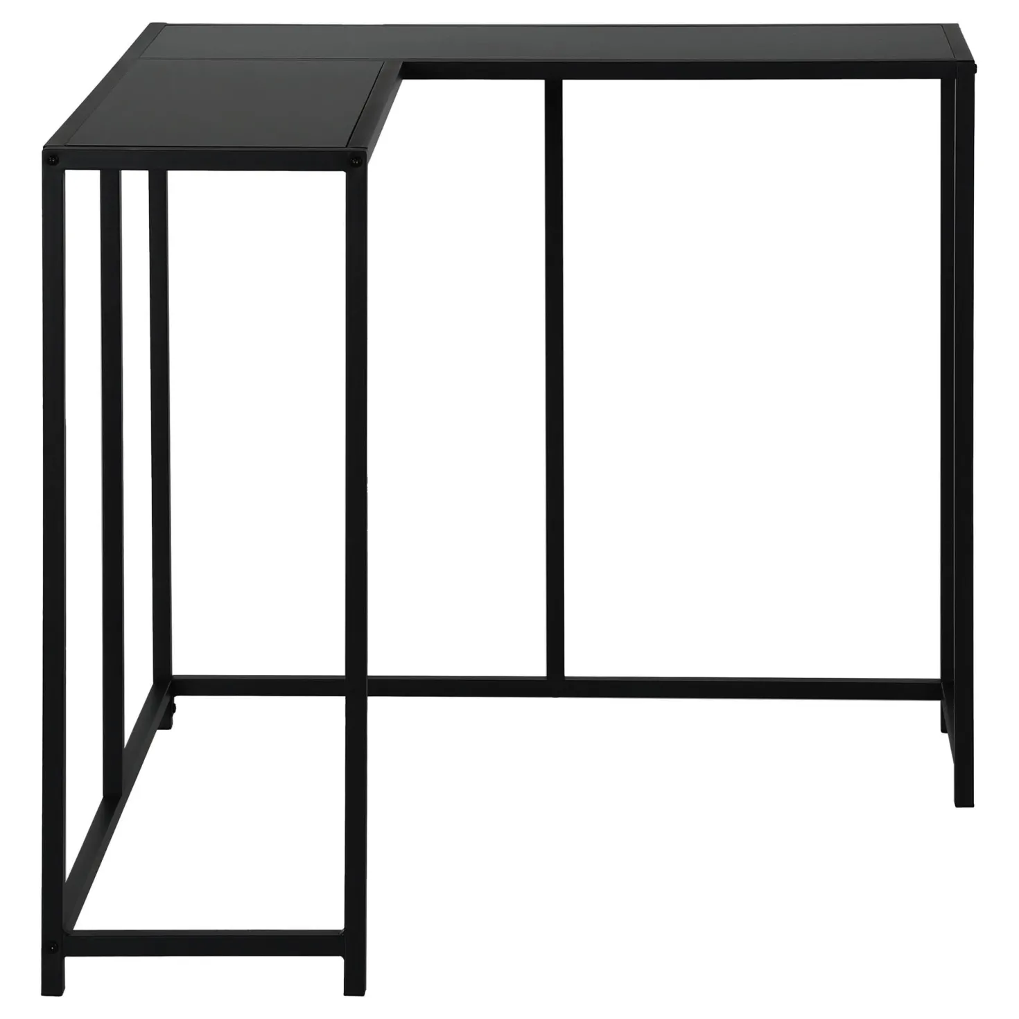 Table console - forme de L, coin, cadre en métal - 36"L - noir - Monarch