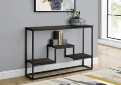 Table console - multi-niveaux, 3 tablettes, rectangulaire - 48"L - espresso - Monarch