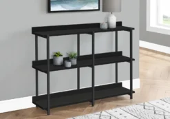 Table console - 3 niveau, étagères, rectangulaire, pieds en métal - 48