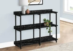 Table console - 3 niveau, étagères, rectangulaire, pieds en métal - 48" l - Monarch