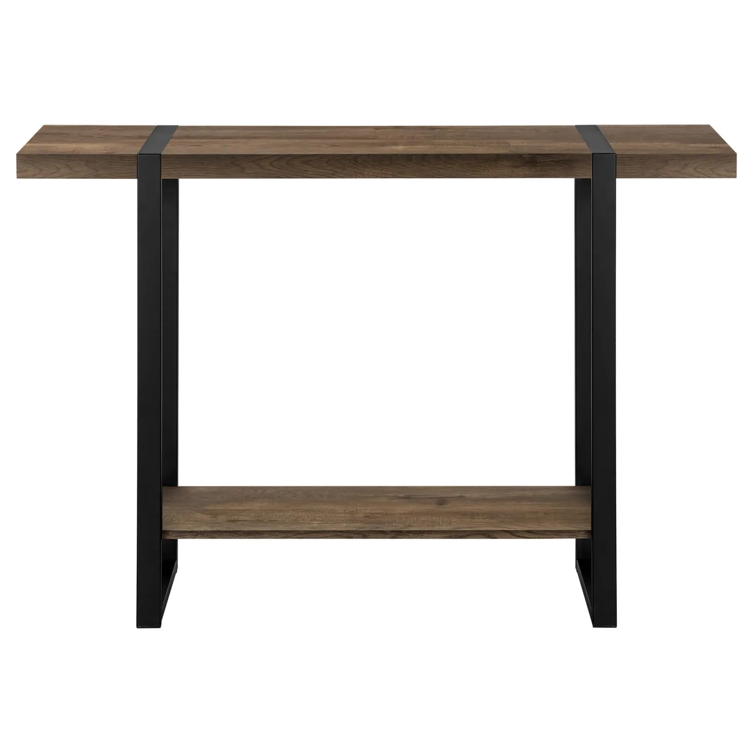 Table console - 2 niveaux, 1 tablette, rectangulaire - 48"L - faux bois bru - Monarch