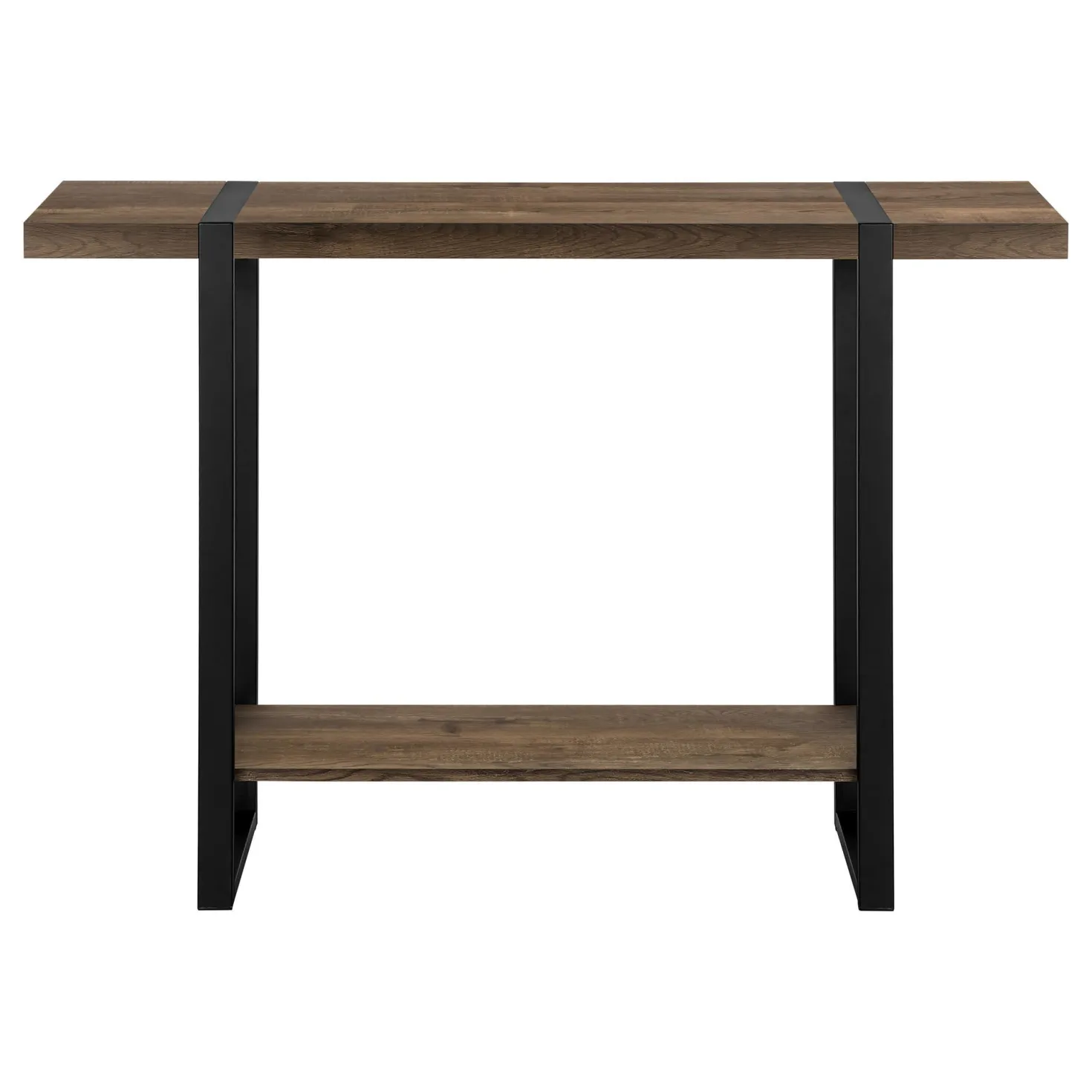 Table console - 2 niveaux, 1 tablette, rectangulaire - 48"L - faux bois bru - Monarch
