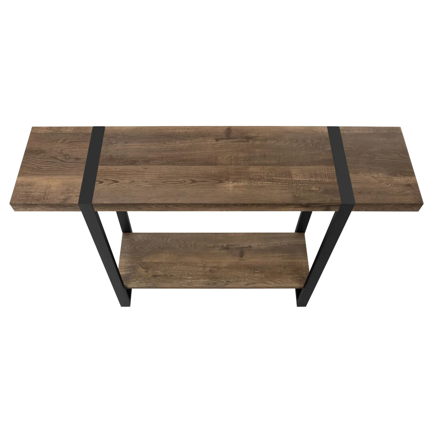Table console - 2 niveaux, 1 tablette, rectangulaire - 48"L - faux bois bru - Monarch