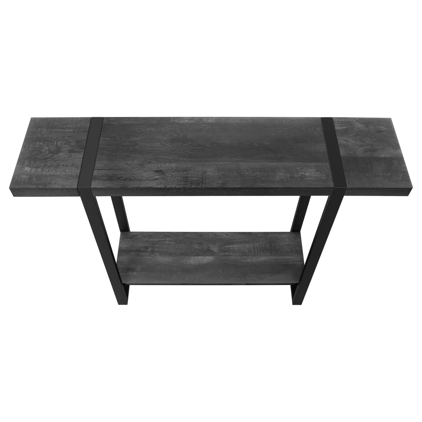 Table console - 2 niveaux, 1 tablette, rectangulaire - 48"L - faux bois noi - Monarch