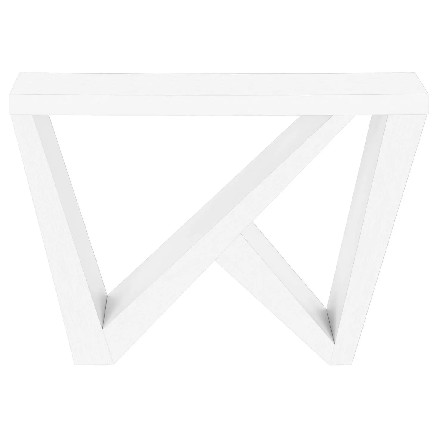 Table console - panneau épais, base asymétrique - 48"L - blanc - Monarch